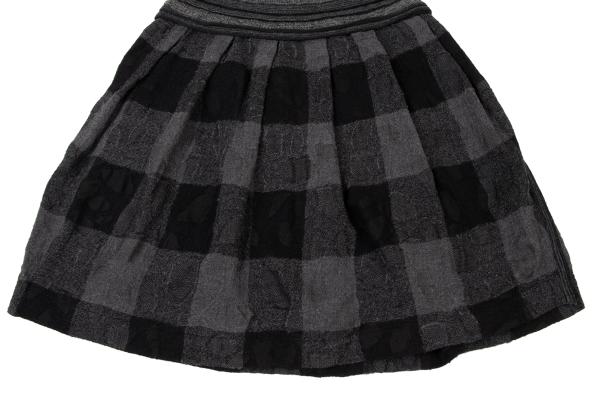 ISSEY MIYAKE HaaT Openwork Wool Check Skirt Black Size 2