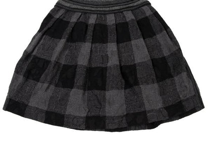 ISSEY MIYAKE HaaT Openwork Wool Check Skirt Black Size 2