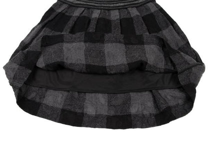 ISSEY MIYAKE HaaT Openwork Wool Check Skirt Black Size 2