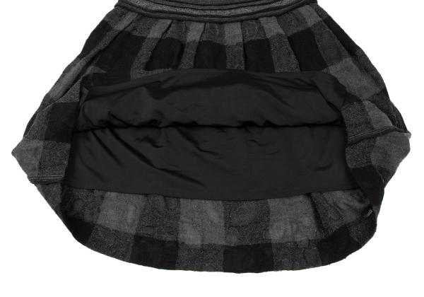 ISSEY MIYAKE HaaT Openwork Wool Check Skirt Black Size 2