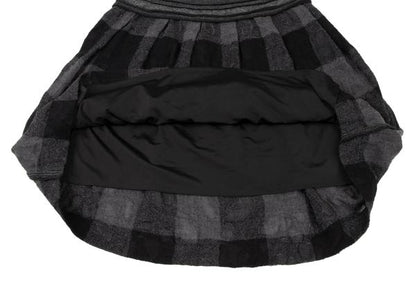 ISSEY MIYAKE HaaT Openwork Wool Check Skirt Black Size 2