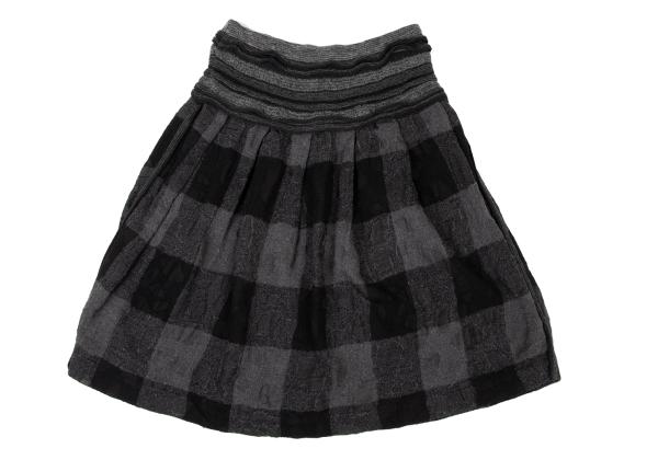 ISSEY MIYAKE HaaT Openwork Wool Check Skirt Black Size 2