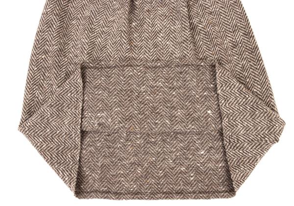 Y's Wool Herringbone Tuck A-Line Midi Skirt Mocha Size 3