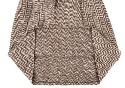 Y's Wool Herringbone Tuck A-Line Midi Skirt Mocha Size 3