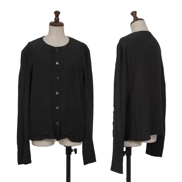Y's Rayon No-Collar Jacket Black Size M