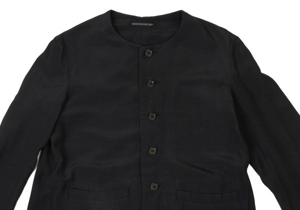 Y's Rayon No-Collar Jacket Black Size M