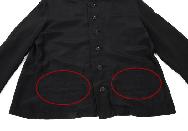 Y's Rayon No-Collar Jacket Black Size M