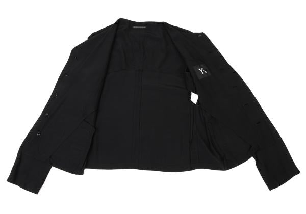 Y's Rayon No-Collar Jacket Black Size M