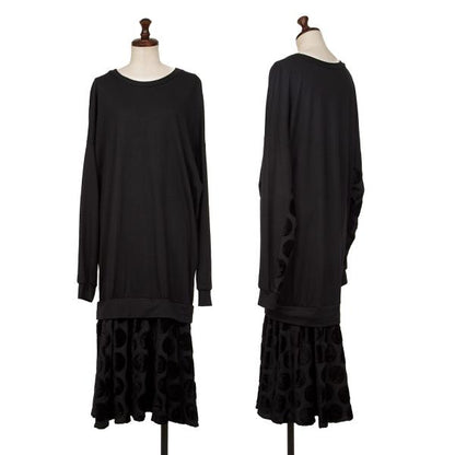 Y's Brushed Dot Wool Midi Dress Black Size 2