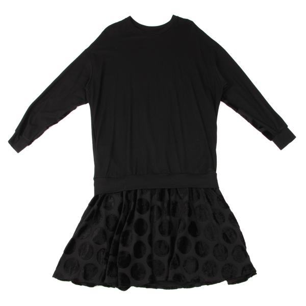 Y's Brushed Dot Wool Midi Dress Black Size 2