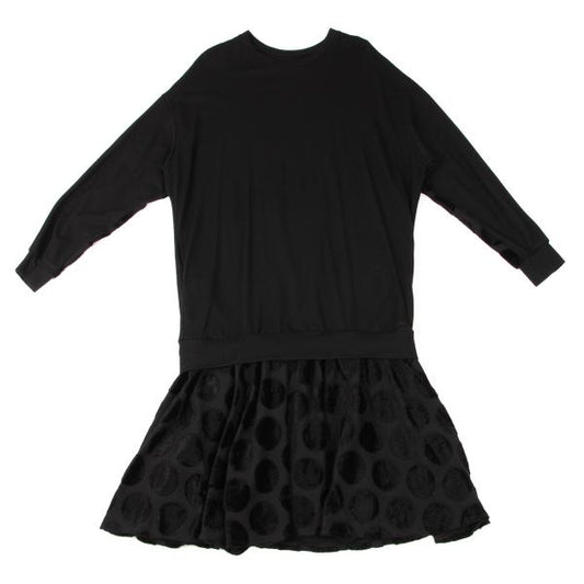 Y's Brushed Dot Wool Midi Dress Black Size 2