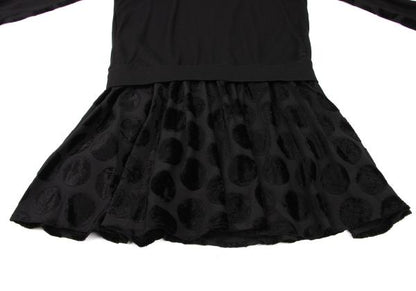 Y's Brushed Dot Wool Midi Dress Black Size 2