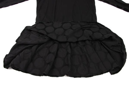 Y's Brushed Dot Wool Midi Dress Black Size 2