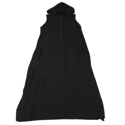 Y's Half-Zip Hooded Sleeveless Midi Dress Black Size 2