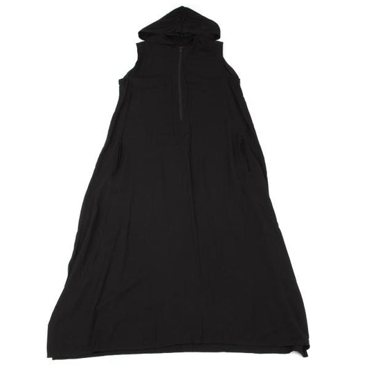 Y's Half-Zip Hooded Sleeveless Midi Dress Black Size 2