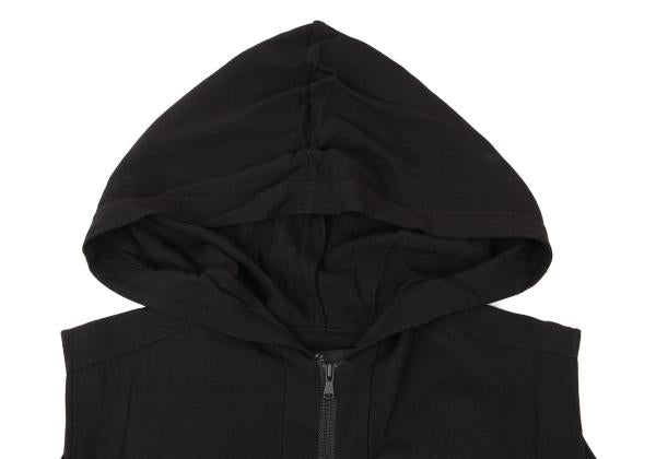 Y's Half-Zip Hooded Sleeveless Midi Dress Black Size 2