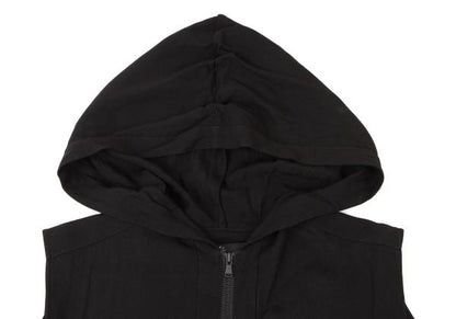 Y's Half-Zip Hooded Sleeveless Midi Dress Black Size 2