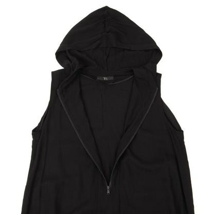 Y's Half-Zip Hooded Sleeveless Midi Dress Black Size 2