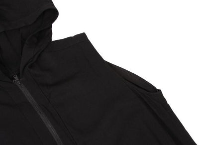 Y's Half-Zip Hooded Sleeveless Midi Dress Black Size 2