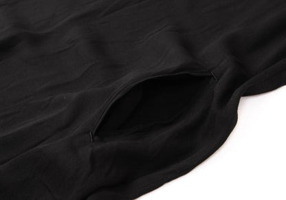 Y's Half-Zip Hooded Sleeveless Midi Dress Black Size 2