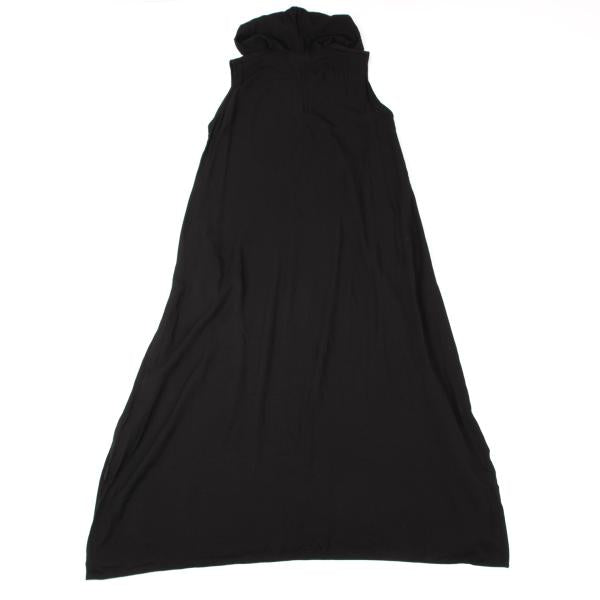 Y's Half-Zip Hooded Sleeveless Midi Dress Black Size 2