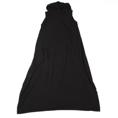 Y's Half-Zip Hooded Sleeveless Midi Dress Black Size 2