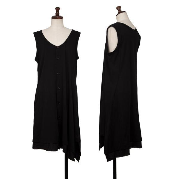 Y's Raw Edge Trim Sleeveless Tunic Black Blouse Size 2