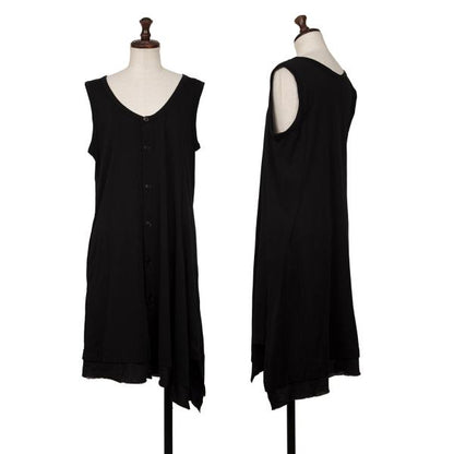 Y's Raw Edge Trim Sleeveless Tunic Black Blouse Size 2