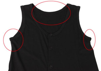 Y's Raw Edge Trim Sleeveless Tunic Black Blouse Size 2