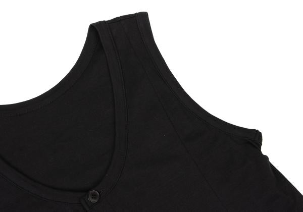 Y's Raw Edge Trim Sleeveless Tunic Black Blouse Size 2