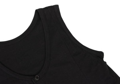 Y's Raw Edge Trim Sleeveless Tunic Black Blouse Size 2