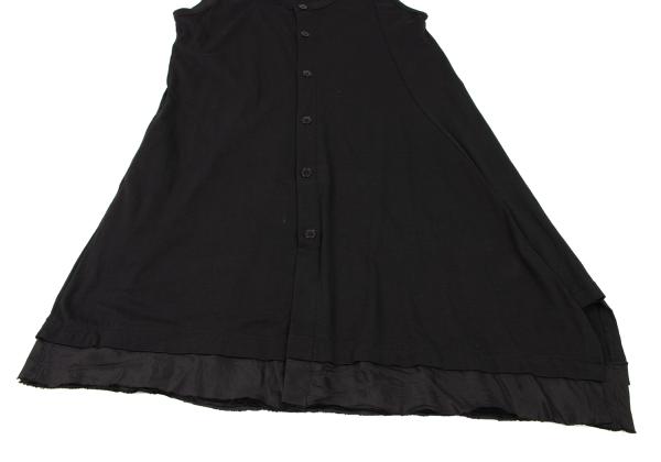 Y's Raw Edge Trim Sleeveless Tunic Black Blouse Size 2