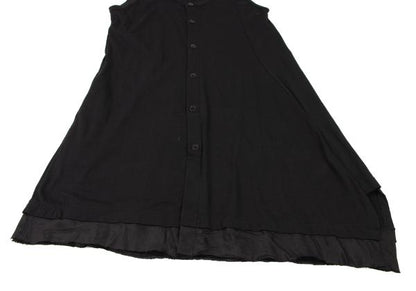 Y's Raw Edge Trim Sleeveless Tunic Black Blouse Size 2