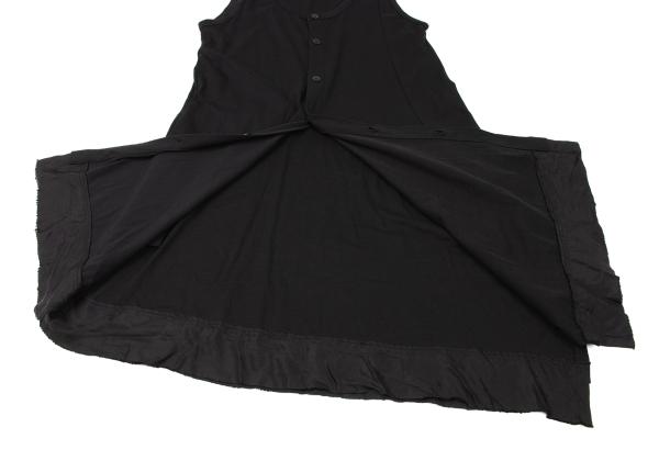 Y's Raw Edge Trim Sleeveless Tunic Black Blouse Size 2