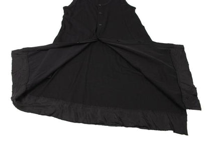 Y's Raw Edge Trim Sleeveless Tunic Black Blouse Size 2
