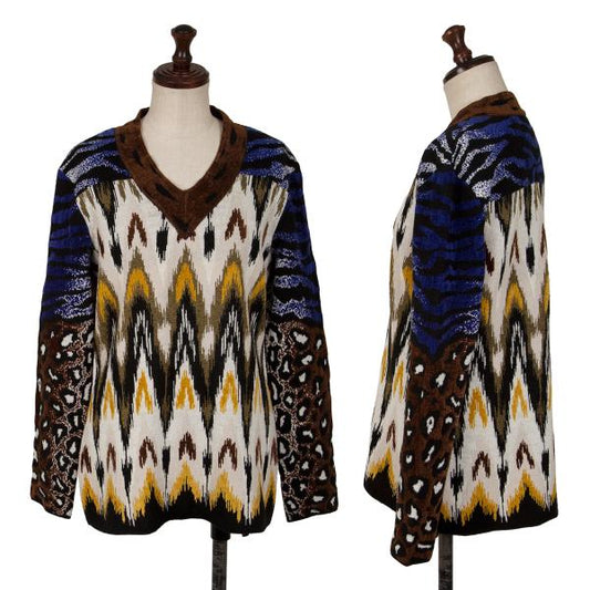 KENZO Animal Jacquard Knit Sweater Blue Size L