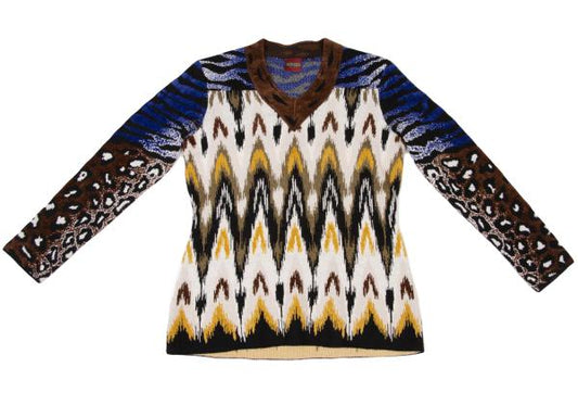 KENZO Animal Jacquard Knit Sweater Blue Size L