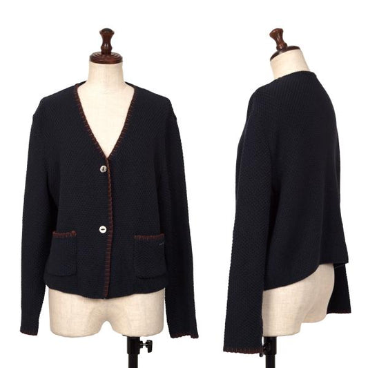 Mademoiselle NON NON Cotton Wool Cardigan Navy Brown Size M