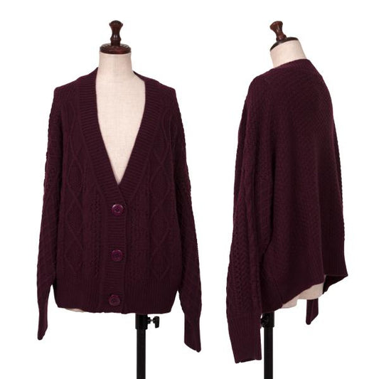 PINK HOUSE Off Shoulder Cable Knit Cardigan Purple Size M