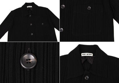 ISSEY MIYAKE Poly Pleat Patch Pocket Jacket Black Size M