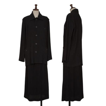 ISSEY MIYAKE Poly Pleat Patch Pocket Jacket Black Size M