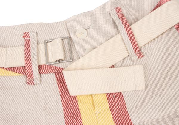 ISSEY MIYAKE me Stripe Canvas Wide Pants Red Yellow Size F