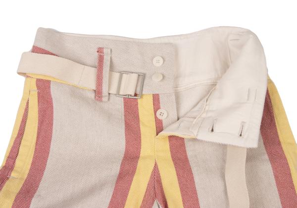 ISSEY MIYAKE me Stripe Canvas Wide Pants Red Yellow Size F