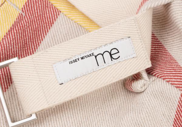 ISSEY MIYAKE me Stripe Canvas Wide Pants Red Yellow Size F