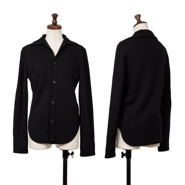 Y's Wool Open Collar Knit Sweater Black Size M