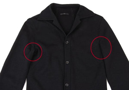 Y's Wool Open Collar Knit Sweater Black Size M