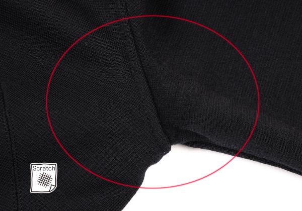 Y's Wool Open Collar Knit Sweater Black Size M