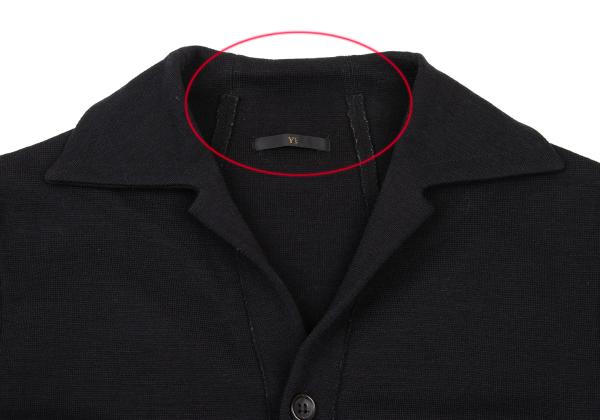 Y's Wool Open Collar Knit Sweater Black Size M
