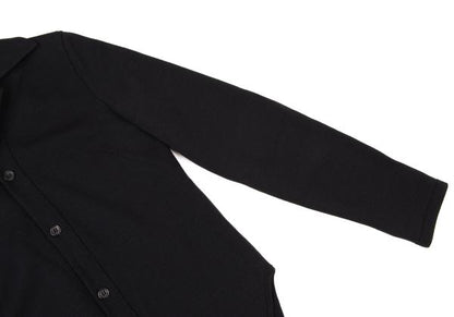 Y's Wool Open Collar Knit Sweater Black Size M