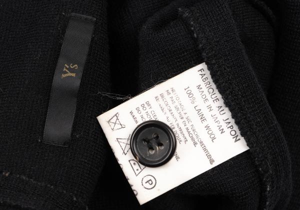 Y's Wool Open Collar Knit Sweater Black Size M